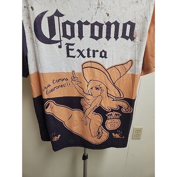 Official Corona Extra Bottle Label Print T Shirt All Over Print Two Sided Men XL - Picture 6 of 6
